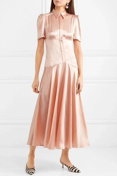 Shop Hillier Bartley Plimpton Silk-satin Midi Dress In Baby Pink