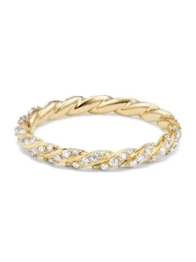 Shop David Yurman Women's Paveflex Ring With Diamonds In 18k Yellow Gold/2.7mm