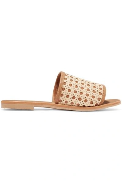 Shop St Agni Henni Leather And Rattan Slides In Tan