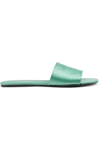 Shop The Row Ellen Satin Slides In Green