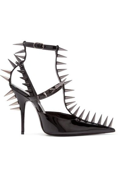 Shop Balenciaga Knife Spiked Patent-leather Pumps In Black
