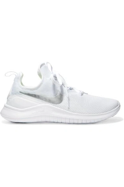 Shop Nike Free Tr 8 Stretch-knit And Mesh Sneakers In White