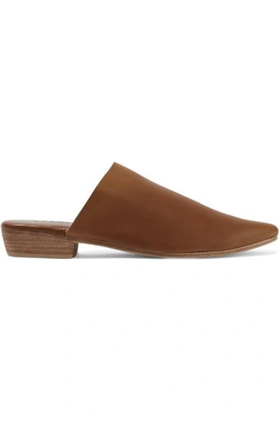 Shop St Agni Paris Leather Slippers In Brown