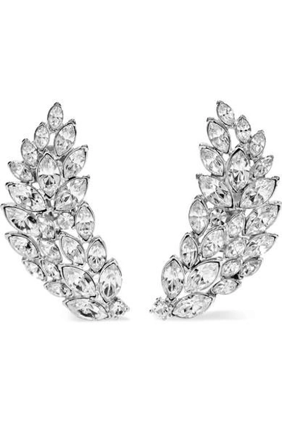 Shop Kenneth Jay Lane Silver-tone Crystal Clip Earrings