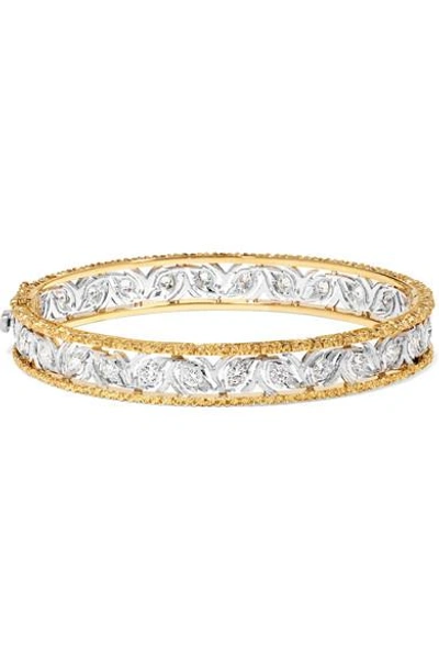 Shop Buccellati Ramage 18-karat White And Yellow Gold Diamond Bangle