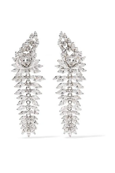 Shop Kenneth Jay Lane Rhodium-plated Cubic Zirconia Earrings In Silver