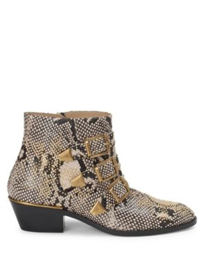 Shop Chloé Susanna Python Leather Ankle Boots In Multi