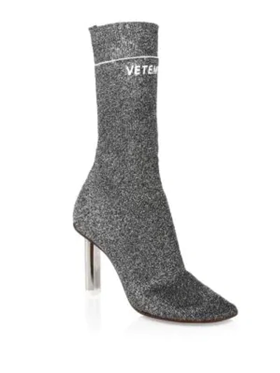 Shop Vetements Lighter Lurex Sock Boots In Silver