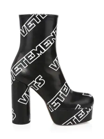 Shop Vetements Printed Leather Platform Boots In Black White