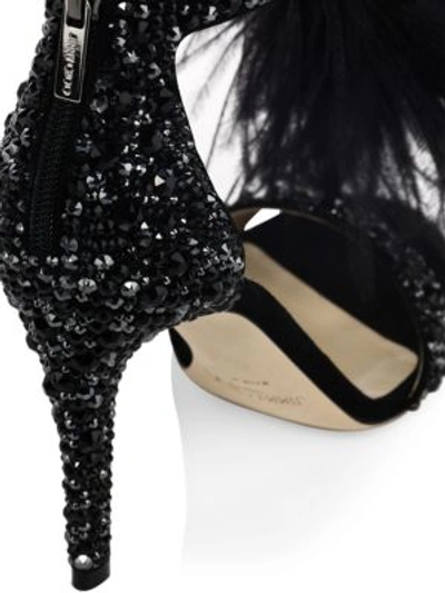 Shop Jimmy Choo Viola Crystal & Ostrich Feather Stilettos In Black