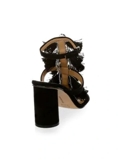 Shop Rebecca Minkoff Tasseled Suede Sandals In Ceramic