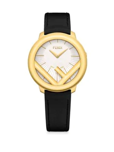 Shop Fendi Run Away Stainless Steel Leather Watch In Black