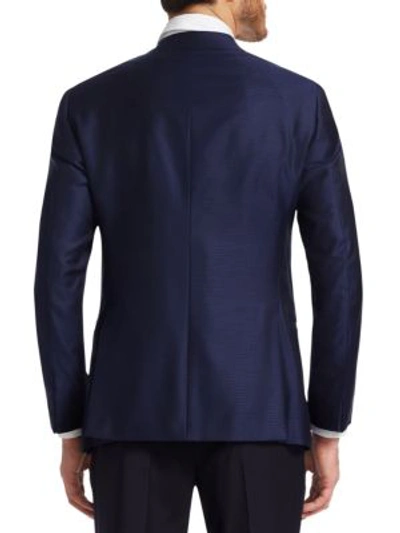 Shop Giorgio Armani Dinner Wool Jacket In Navy