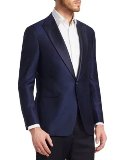 Shop Giorgio Armani Dinner Wool Jacket In Navy