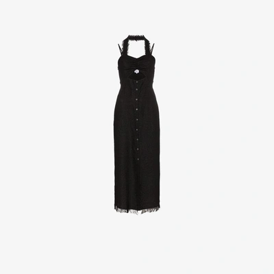 Shop Nanushka Kenzie Tech Button Midi Dress In Black