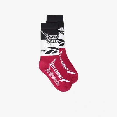 Shop Vetements Black, Red And White X Reebok Socks