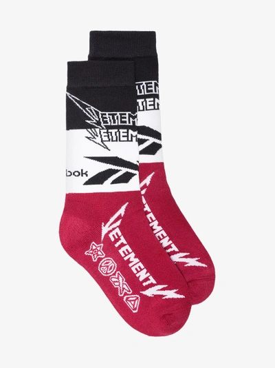 Shop Vetements Black, Red And White X Reebok Socks
