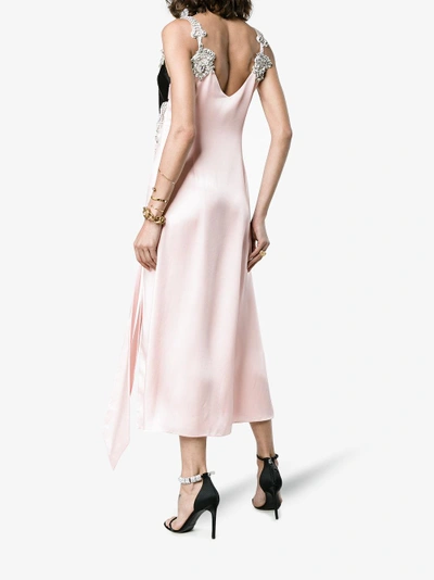Shop Christopher Kane Diamond Satin Cami Dress In Pink&purple