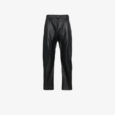 Shop Willy Chavarria Buffalo Leather Trousers In Black