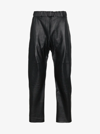 Shop Willy Chavarria Buffalo Leather Trousers In Black