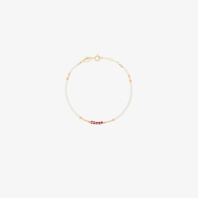Shop Anni Lu White And Orange Peppy Gold Plated Bracelet In Nude&neutrals