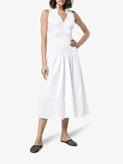 Shop Beaufille Daphne Cotton Midi Dress In White