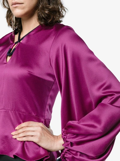 Shop Roksanda Silk Tie Neck Blouse In Pink/purple
