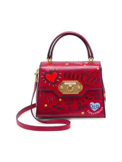 Shop Dolce & Gabbana Graffiti Top Handle Bag In Red