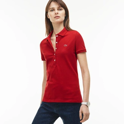 Shop Lacoste Women's Slim Fit Stretch Mini Cotton Piqué Polo Shirt In Ladybug Red
