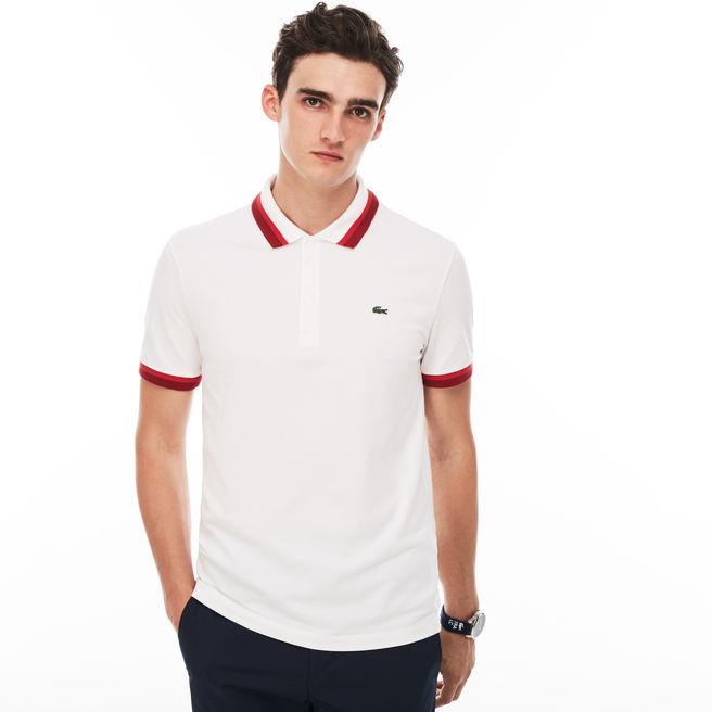 Lacoste Men's Slim Fit Contrast Pima Piqué Polo In White/toreador-turkey  Red | ModeSens