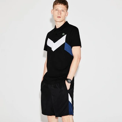 Shop Lacoste Men's Sport Tennis Ultra-lightweight Colorblock Knit Polo In Black/white-ocean