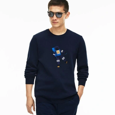 Shop Lacoste Men's Astronaut Embroidery Cotton Sweater In Navy Blue