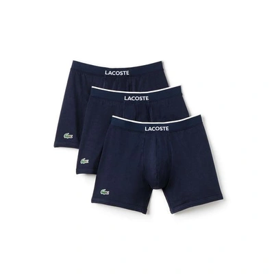 Shop Lacoste Men's 3 Pack Cotton Stretch Boxer Brief In Navy