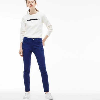 Shop Lacoste Women's Slim Fit Stretch Cotton Denim Jeans In Methylene