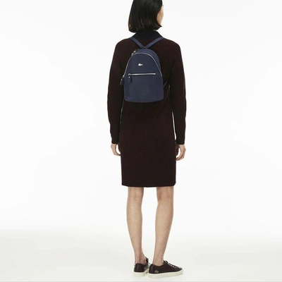 Shop Lacoste Women's Daily Classic Coated Piqué Canvas Backpack In Peacoat