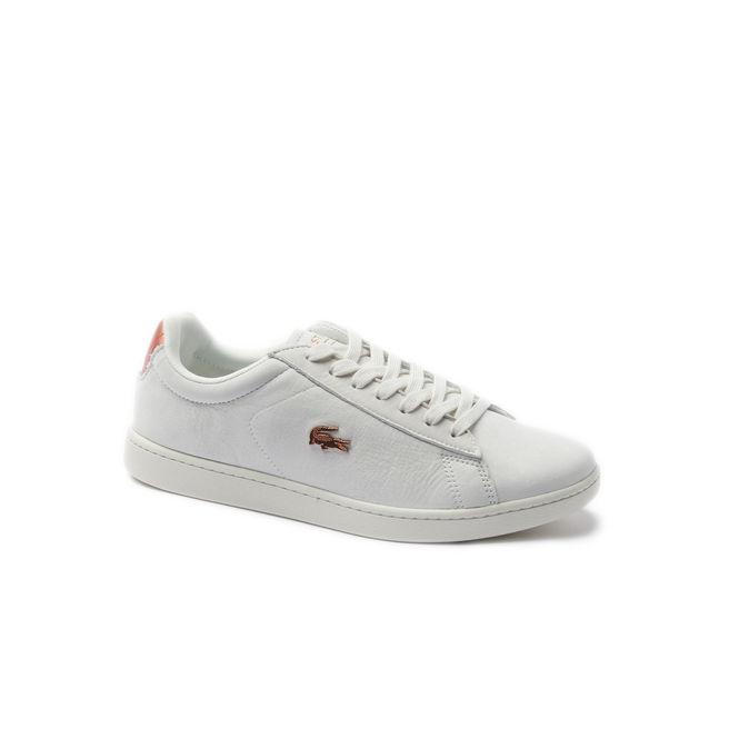 lacoste rose gold and white shoes