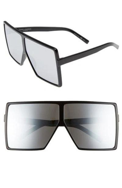 Shop Saint Laurent Betty 68mm Square Sunglasses - Black/ Silver