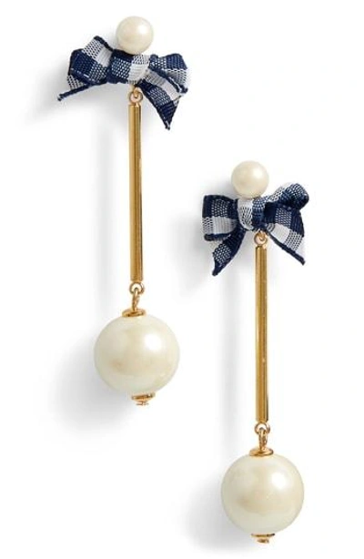 Shop Kate Spade Pretty Pearly Imitation Pearl Drop Earrings In Navy Multi