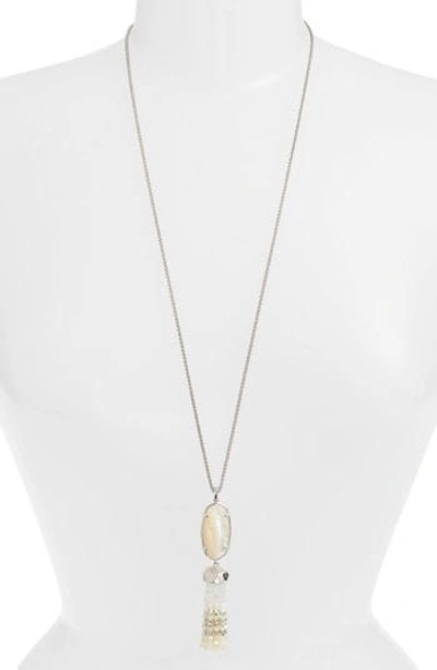 Shop Kendra Scott Eva Tassel Pendant Necklace In Ivory Mop/ Silver