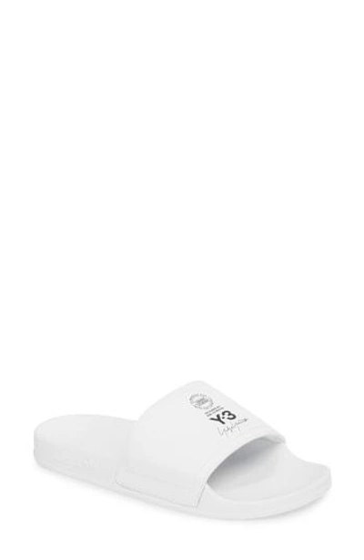 Shop Y-3 X Adidas Adilette Slide Sandal In White / Black