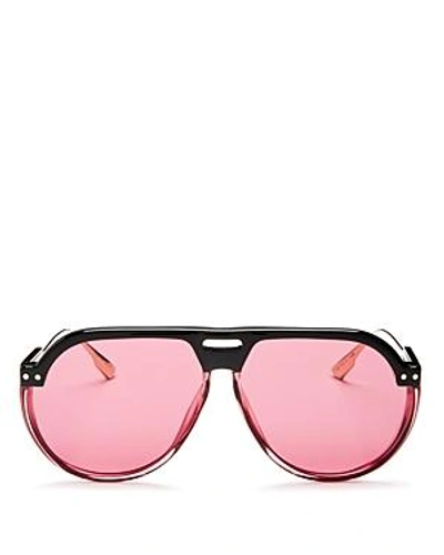 Shop Dior Women's Club 3 Aviator Sunglasses, 61mm In Black/pink