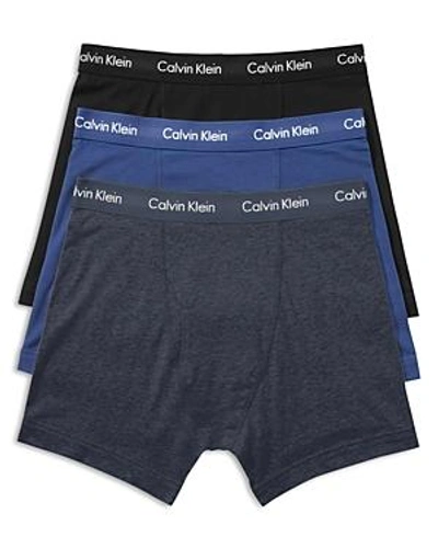 Shop Calvin Klein Cotton Stretch Boxer Briefs, Pack Of 3 In Blue/black