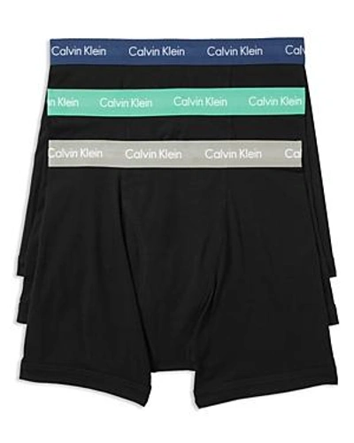 Shop Calvin Klein Cotton Stretch Boxer Briefs, Pack Of 3 In Black/blue/gray