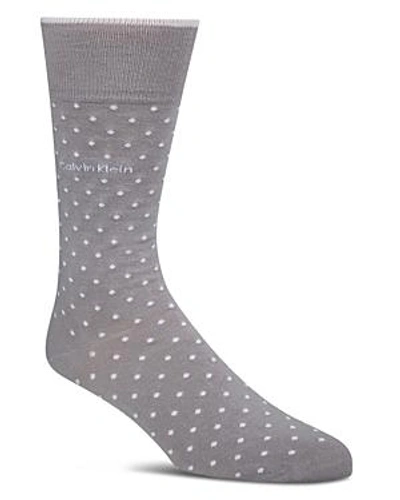 Shop Calvin Klein Giza Pin Dot Socks In Gray/light Blue