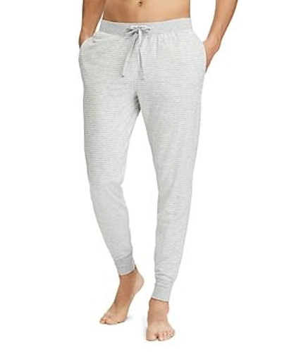 Shop Polo Ralph Lauren Striped Loungewear Jogger Pants In Gray/white