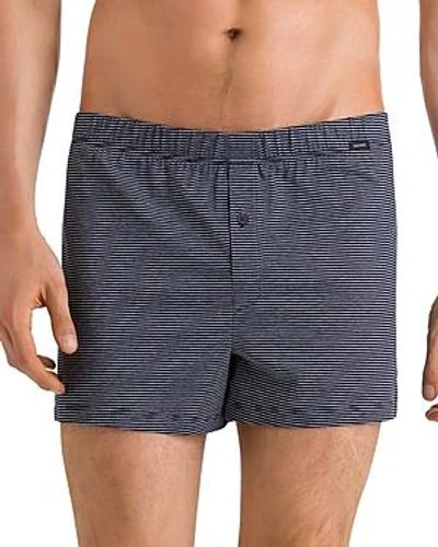 Shop Hanro Sporty Striped Boxers In Gray