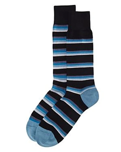 Shop Paul Smith Odd Tie Stripe Socks In Black/blue/gray