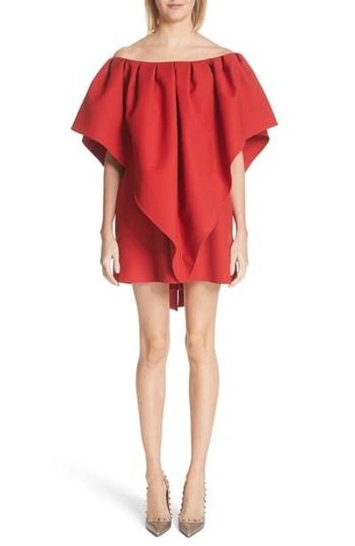 Shop Valentino Off The Shoulder Dress In Red