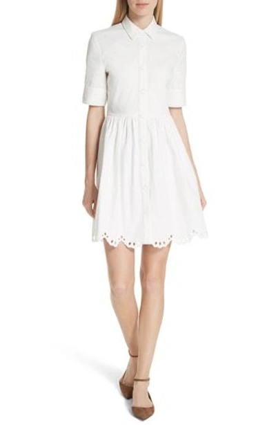 Shop Kate Spade Cutwork Denim Shirtdress In White