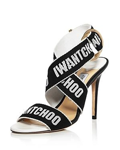 Shop Jimmy Choo Women's Bailey 100 Logo Tape High-heel Sandals In Black/nude